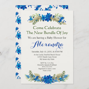 Elegant Cream Shells Blue Boy Floral Baby Shower