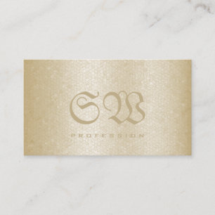 Elegant Cream Snake Pattern Light Colors Monogram Business Card