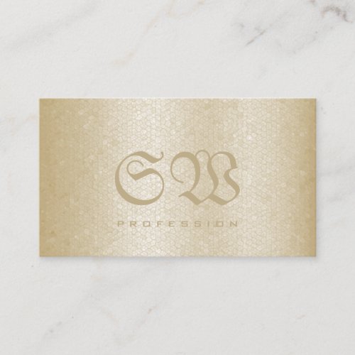 Elegant Cream Snake Pattern Light Colors Monogram Business Card