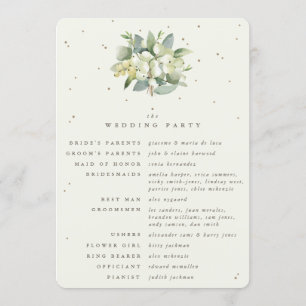 Elegant Cream Snowberry+Eucalyptus Bouquet Wedding Program