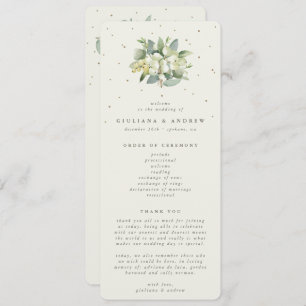 Elegant Cream Snowberry+Eucalyptus Bouquet Wedding Program