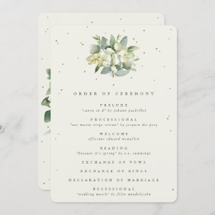 Elegant Cream Snowberry+Eucalyptus Bouquet Wedding Program