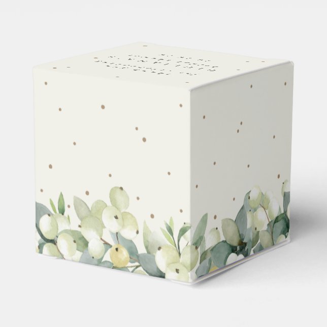 Elegant Cream Snowberry+Eucalyptus Bridal Shower Favor Boxes (Back Side)
