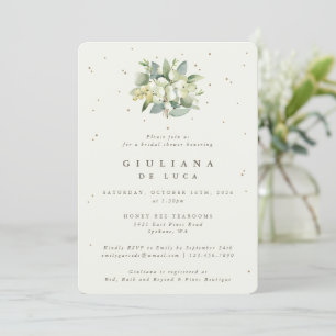 Elegant Cream Snowberry+Eucalyptus Bridal Shower Invitation