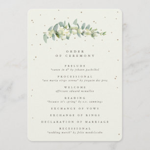 Elegant Cream Snowberry+Eucalyptus Stem Wedding Program