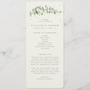 Elegant Cream Snowberry+Eucalyptus Stem Wedding Program