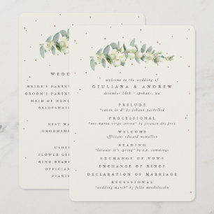 Elegant Cream Snowberry+Eucalyptus Stem Wedding Program