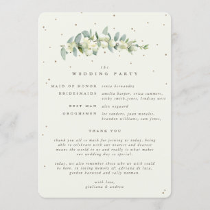 Elegant Cream Snowberry+Eucalyptus Winter Wedding Program