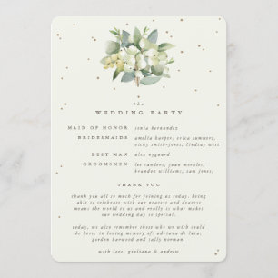Elegant Cream Snowberry+Eucalyptus Winter Wedding Program