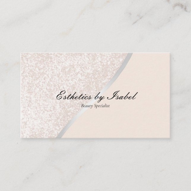 Elegant Cream Sparkle Esthetician Business Card (Front)