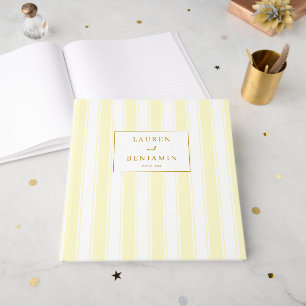 Elegant Cream Striped Celebration Guest Book