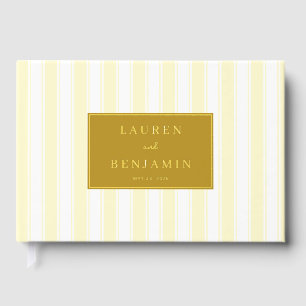 Elegant Cream Stripes Foil Guest Book