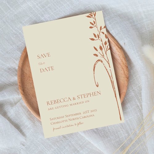 Elegant cream  terracotta  boho  save the date  invitation