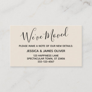 Elegant, Cream Typography "We've Moved" Card