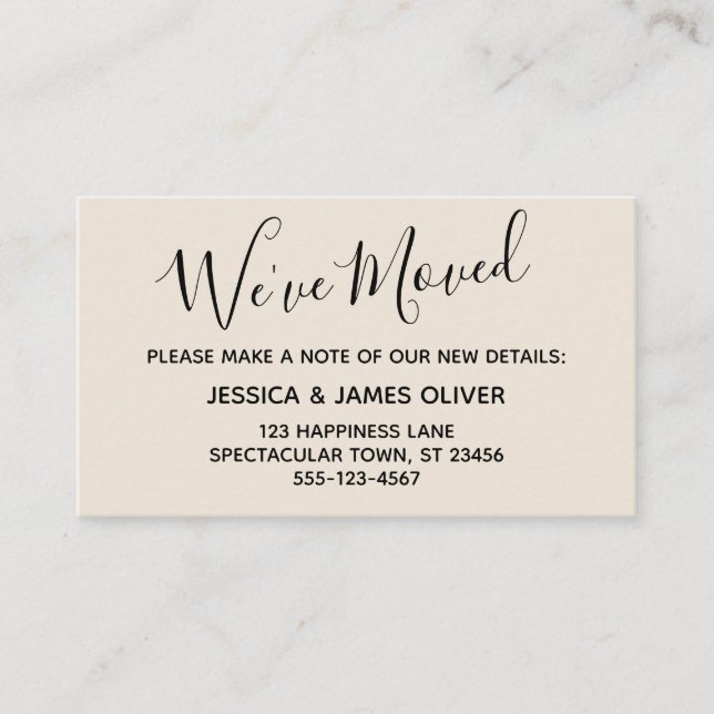 Elegant, Cream Typography "We've Moved" Card (Front)