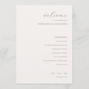 Elegant Cream Wedding Ceremony Program