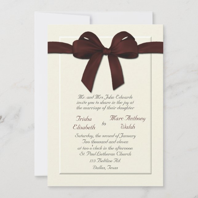 Elegant Cream Wedding Invitation (Front)