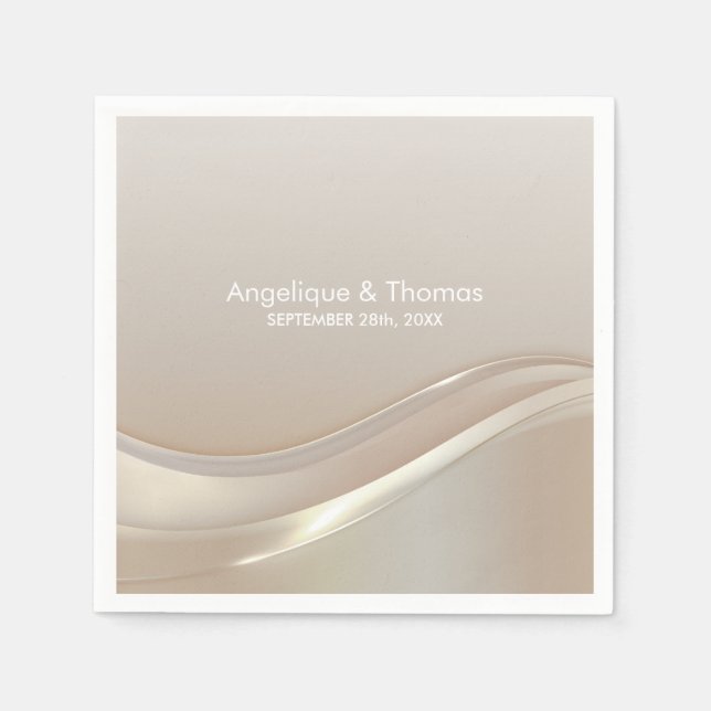 Elegant Cream Wedding Napkins (Front)