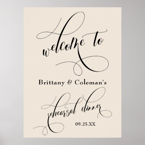 Elegant Cream Welcome to The Rehearsal Dinner Poster