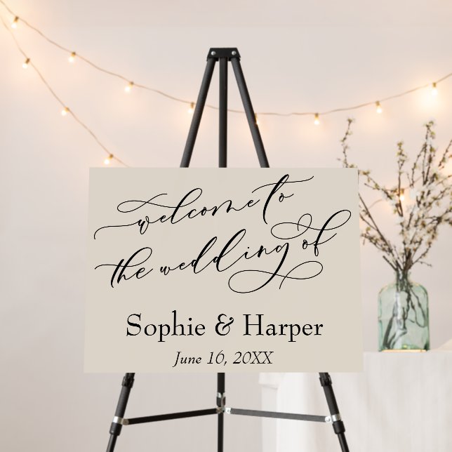 Elegant Cream Welcome to the Wedding of Foam Board (In Situ (Stand))