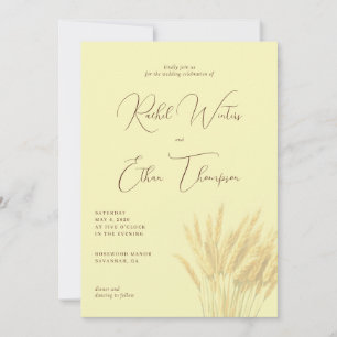 Elegant Cream Wheat Illustration Invitation