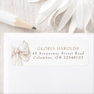 Elegant Cream White Bow Bridal Shower Label