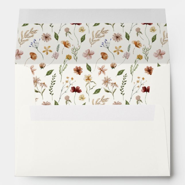 Elegant Cream Wildflower Baby Shower Envelope (Back (Bottom))