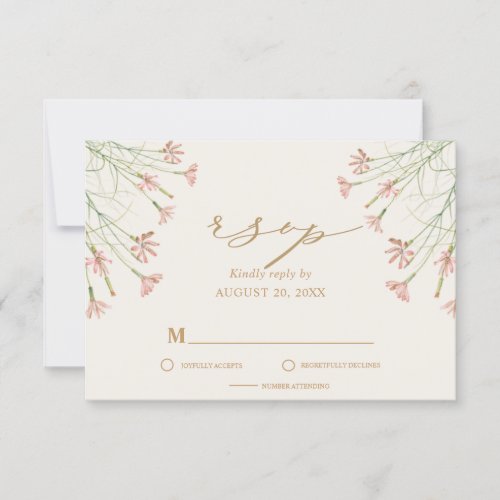 Elegant Creamy Charm Wild Floral Wedding RSVP Card