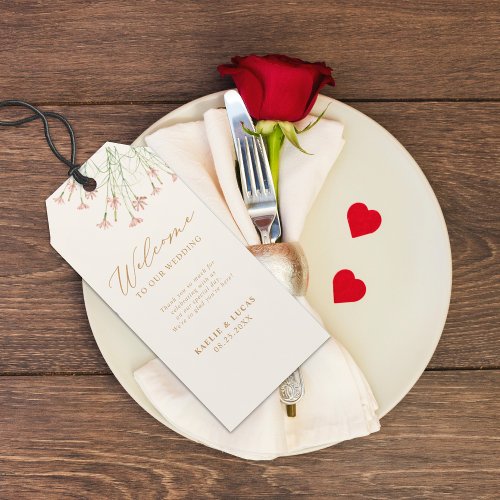 Elegant Creamy Charm Wild Flower Wedding Welcome Gift Tags