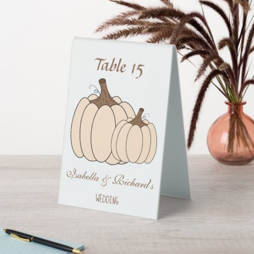 Elegant Creamy Pumpkins Fall Wedding Table Sign