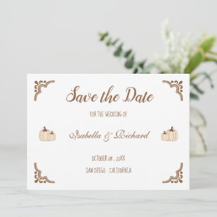 Elegant Creamy Pumpkins Flat Save The Date Card