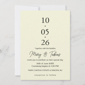 Elegant Creamy White Minimalist Wedding Invitation