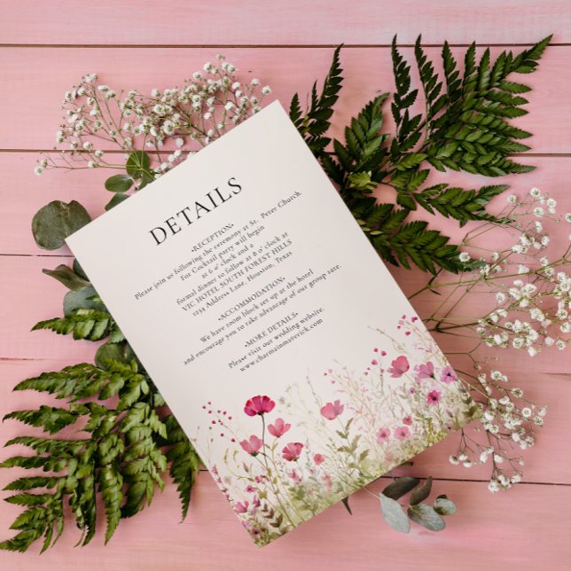 Elegant Creamy Wild Flower Wedding Enclosure Card (Creator Uploaded)