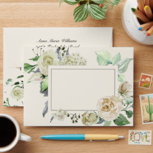 Elegant Creme Floral Pattern Wedding Invitation   Envelope