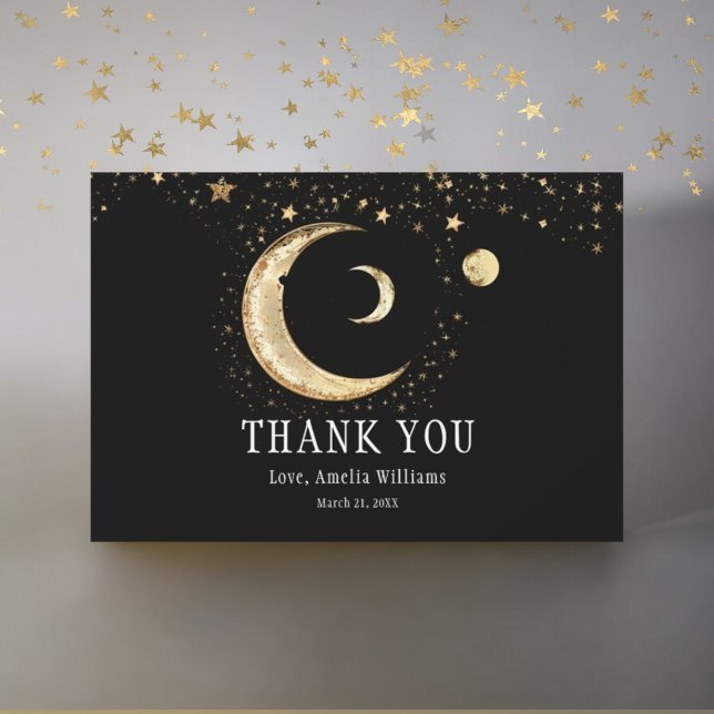 Elegant Crescent Moon Celestial Gold Thank You Card (Creator Uploaded)