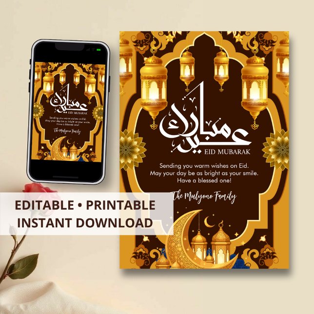 Elegant Crescent Moon Eid Mubarak card (Creator Uploaded)