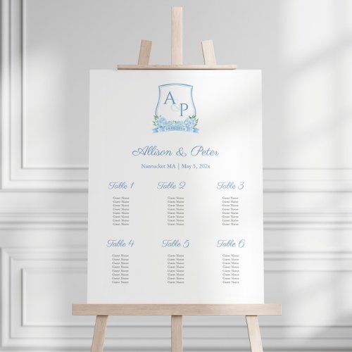 Elegant Crest 6 Tables Wedding Seating Chart Foam Board