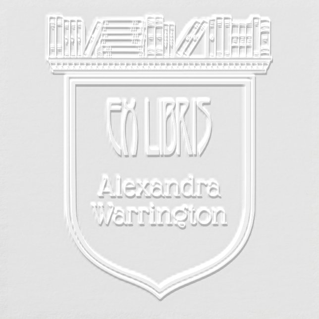 Elegant Crest Bookshelf Ex Libris Book Name Embosser (Design)