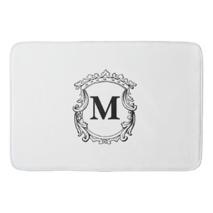 Elegant Crest Custom Monogram Bath Mat