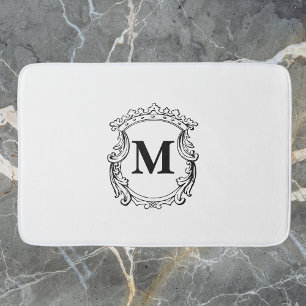 Elegant Crest Custom Monogram  Bath Mat