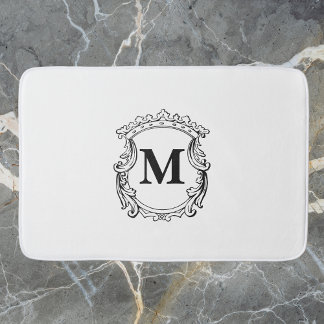 Elegant Crest Custom Monogram  Bath Mat