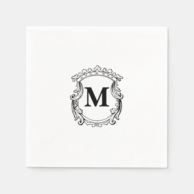 Elegant Crest Custom Monogram  Napkins (Front)