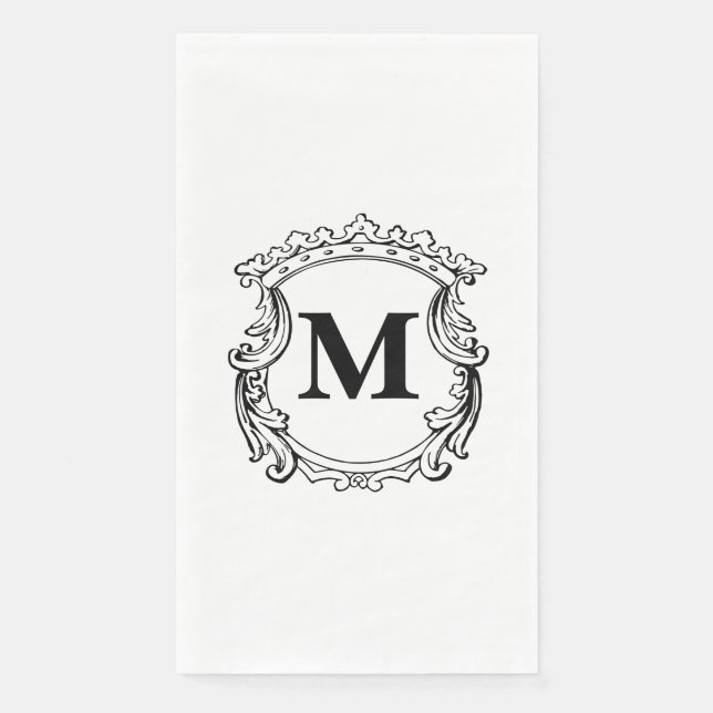Elegant Crest Custom Monogram  Paper Guest Towels (Front)