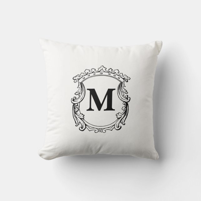 Elegant Crest Custom Monogram  Throw Pillow (Front)