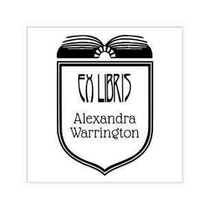 Elegant Crest Ex Libris Book Name Embosser Self-inking Stamp