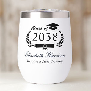 Elegant Crest Graduation Thermal Wine Tumbler