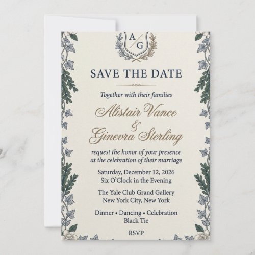Elegant Crest & Ivy Wedding Invitation |