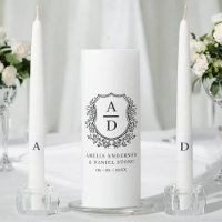 Elegant Crest Modern Monogram Wedding  Unity Candle Set