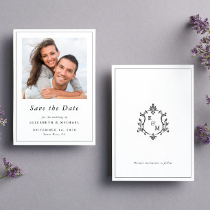 Elegant Crest Monogram Photo Wedding Save The Date