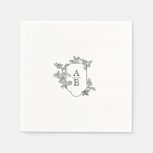 Elegant Crest Monogram Wedding Napkin